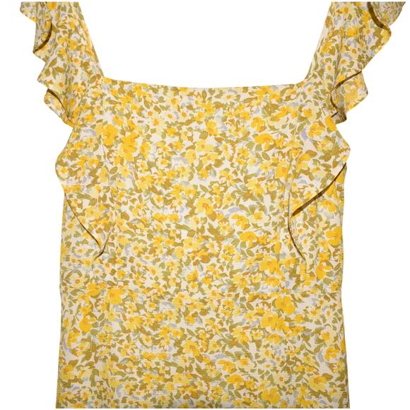 BCBGENERATION $110 Yellow Floral Ruffle Tiered Midi Dress Cottagecore XS‎ - Picture 3 of 5